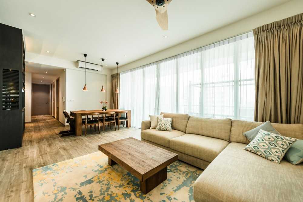 Transitional Living Room with Cove Lighting and Sofa