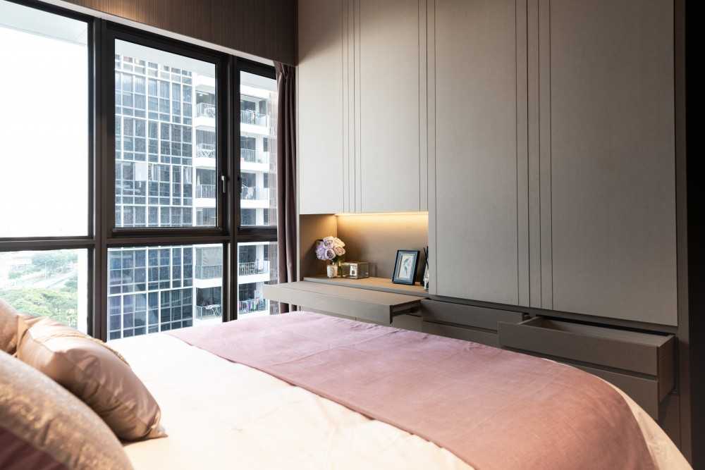 Contemporary Bedroom with Cove Lighting and Wardrobe