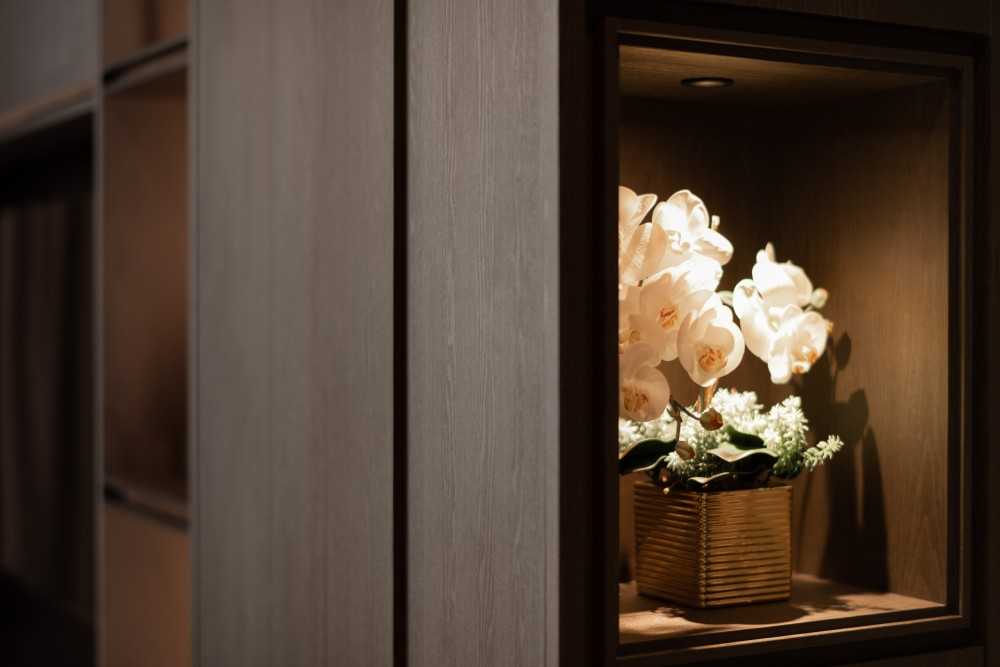 Contemporary Foyer with Artwork and Console Table