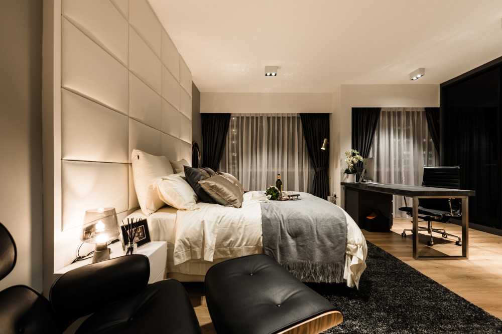 Modern Bedroom with Built-in Bed and Bedside Table