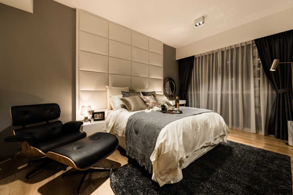Modern Bedroom with Built-in Bed and Bedside Table