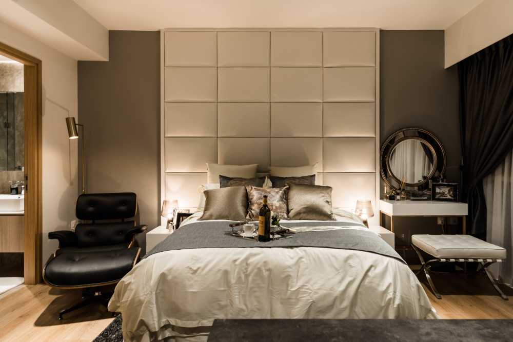 Modern Bedroom with Built-in Bed and Bedside Table