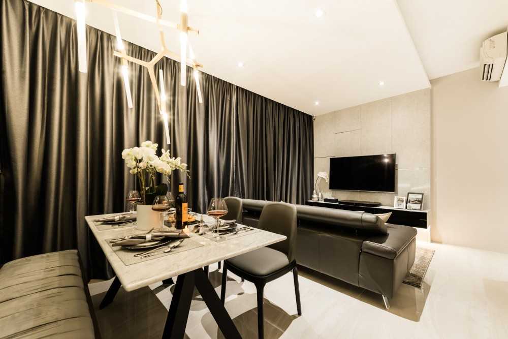 Modern Living Room with TV Console and Feature Wall