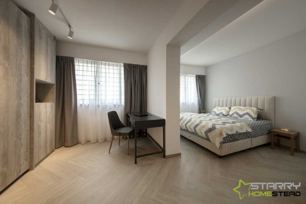 Scandinavian Bedroom with Wardrobe and Desk