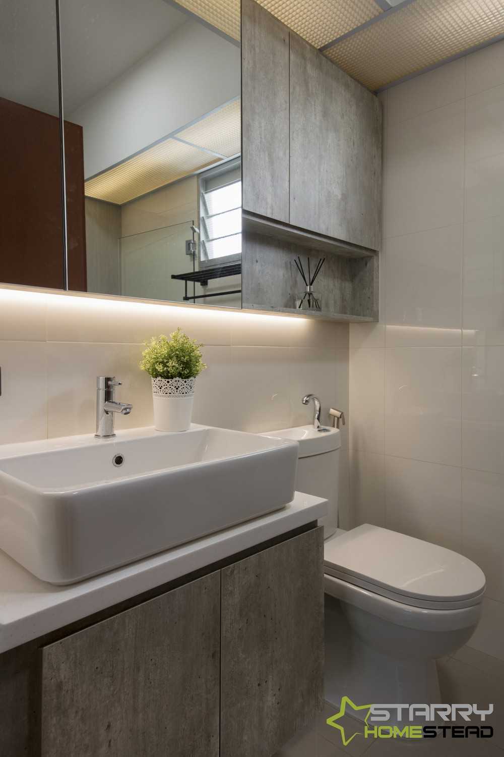 Scandinavian Bathroom with Mirror and Vanity Counter
