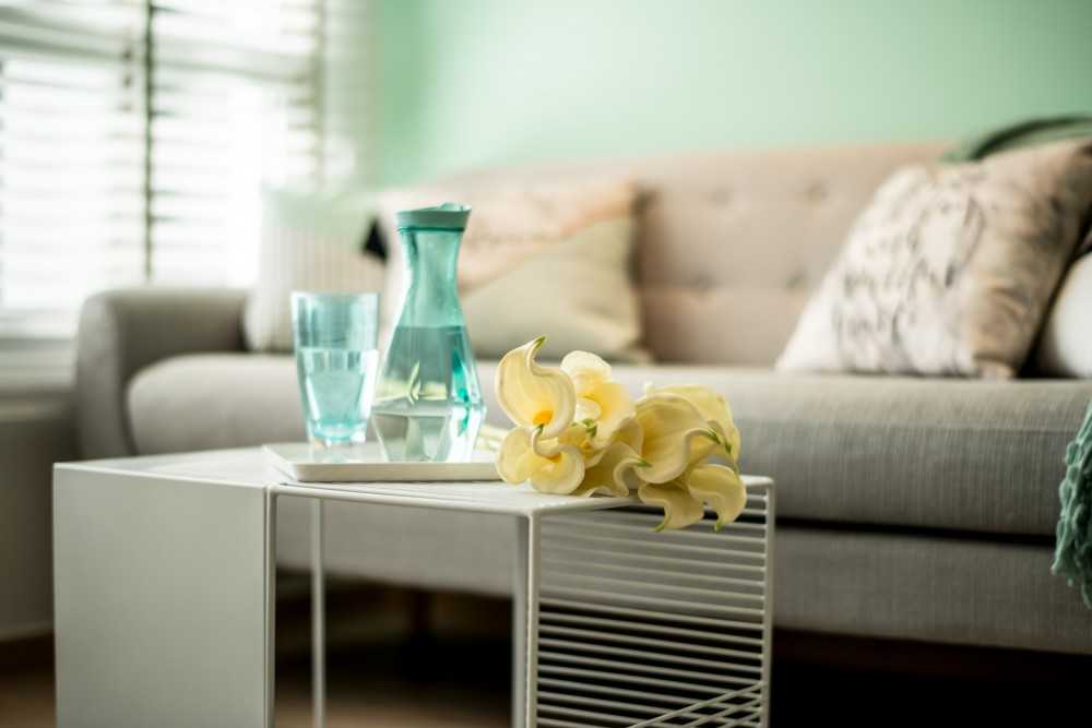 Scandinavian Living Room with TV Console and Feature Wall