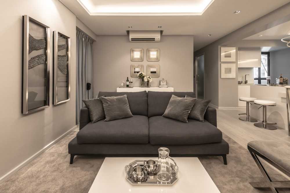 Contemporary Living Room with TV Console and Sofa