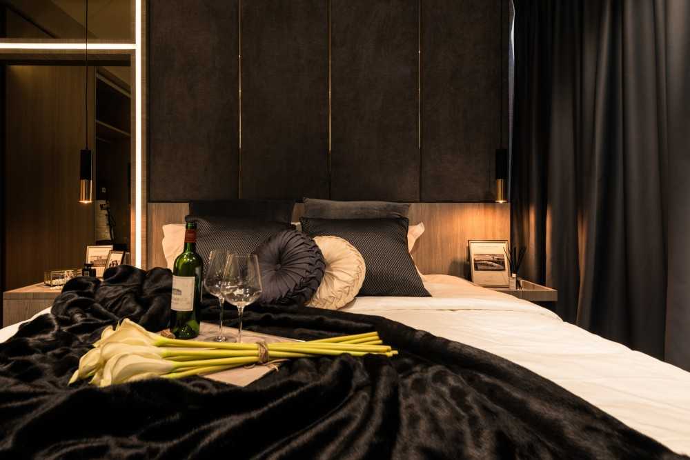 Transitional Bedroom with Cove Lighting and Built-in Bed