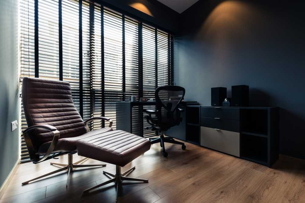 Transitional Study with Desk and Desk Chairs