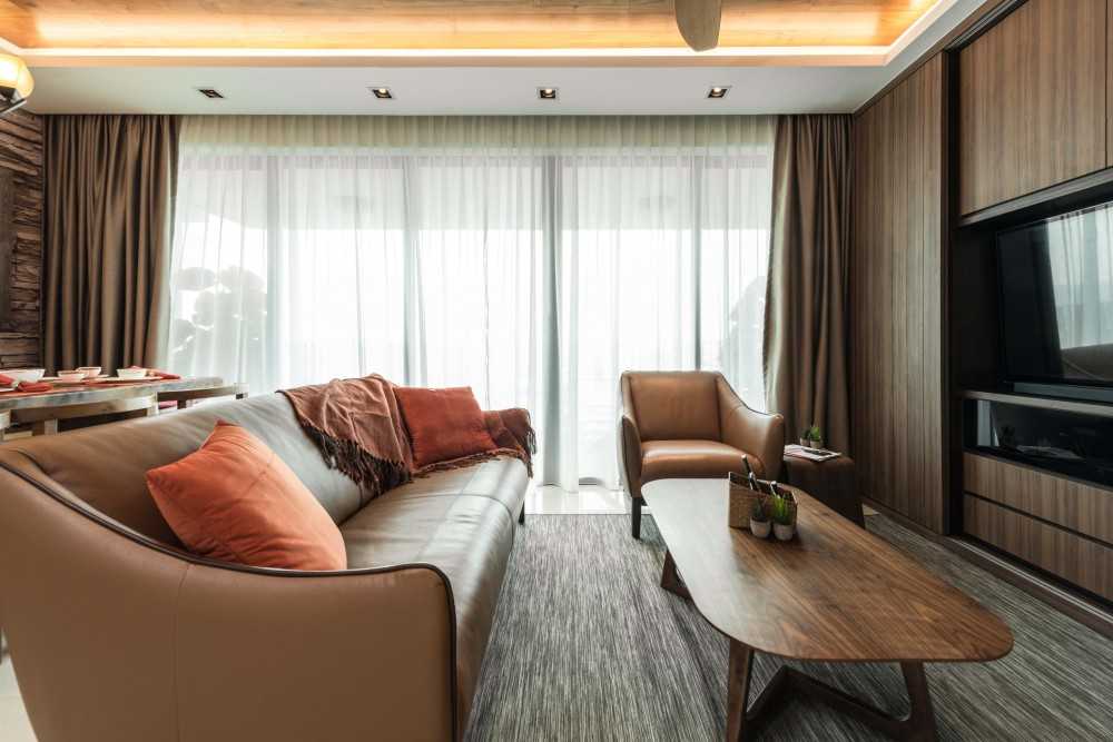 Modern Living Room with TV Console and Feature Wall