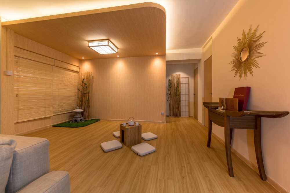 Asian Foyer with Artwork and Console Table