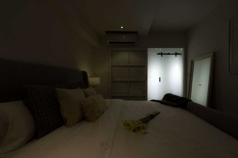Scandinavian Bedroom with Bedside Table and Bedroom Dresser