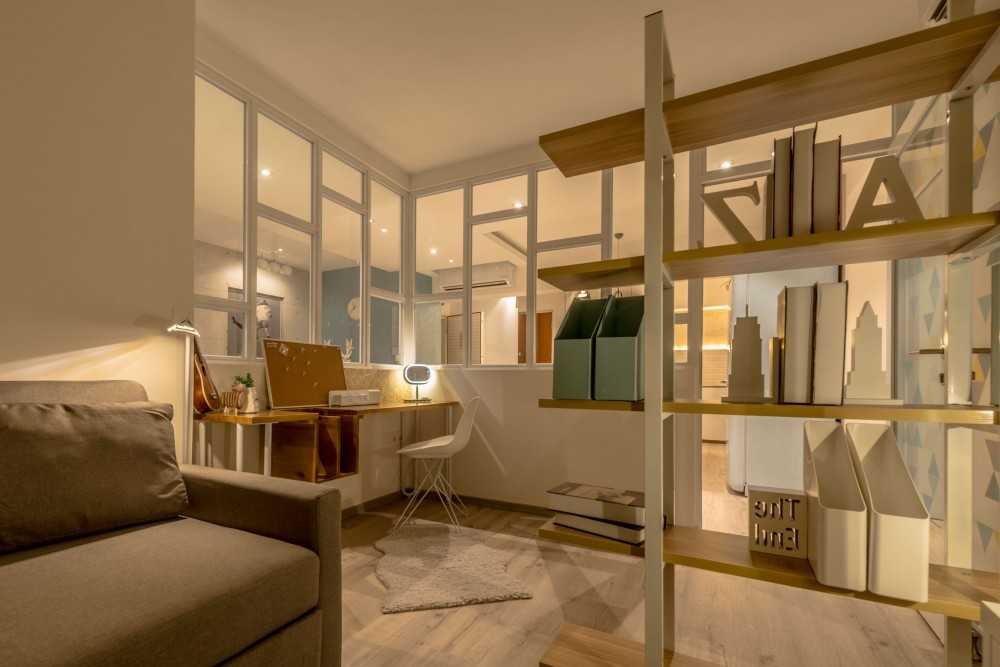 Scandinavian Study with Bookshelf and Desk