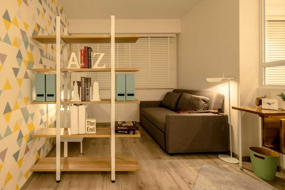 Scandinavian Study with Bookshelf and Desk