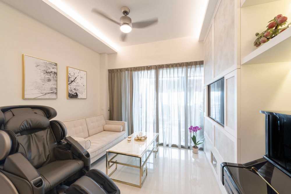 Asian Living Room with Feature Wall and Sofa