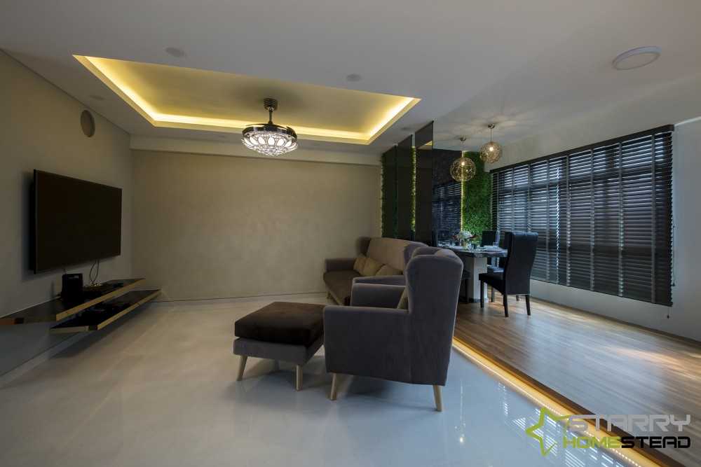 Modern Living Room with Cove Lighting and Sofa
