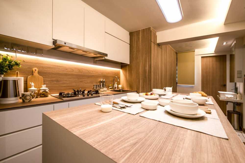 Scandinavian Kitchen with Countertop and Cupboard