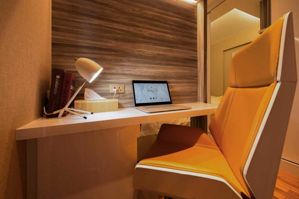 Contemporary Study with Cove Lighting and Desk