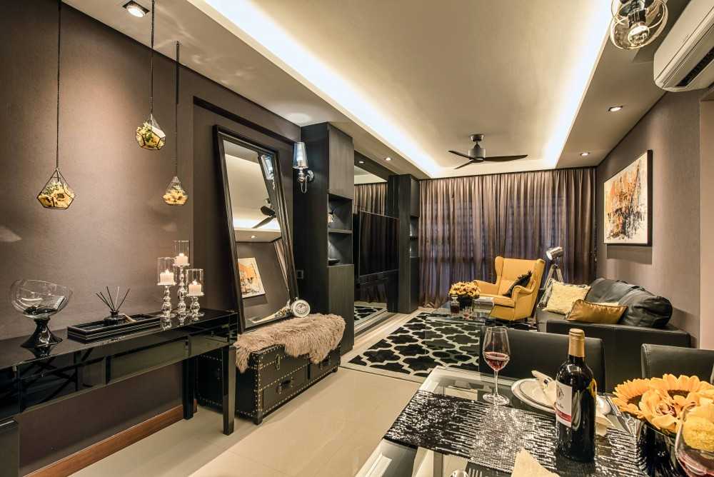 Contemporary Living Room with TV Console and Feature Wall