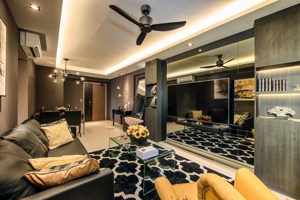 Contemporary Living Room with Feature Wall and Coffee Table