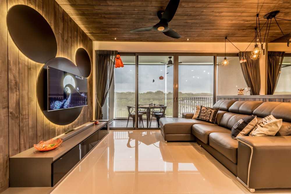 Modern Living Room with TV Console and Feature Wall