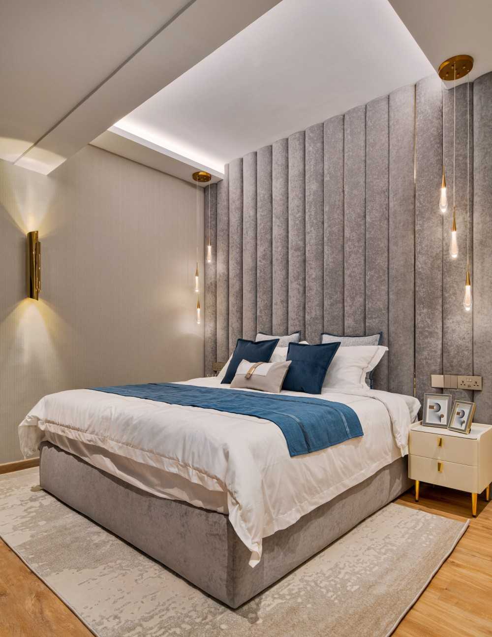 Modern Bedroom with Feature Wall and Cove Lighting