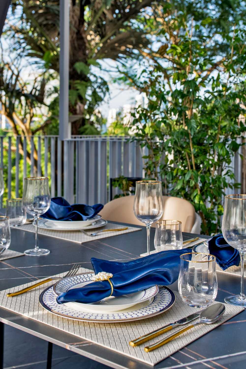 Modern Courtyard with Outdoor Table and Outdoor Chairs