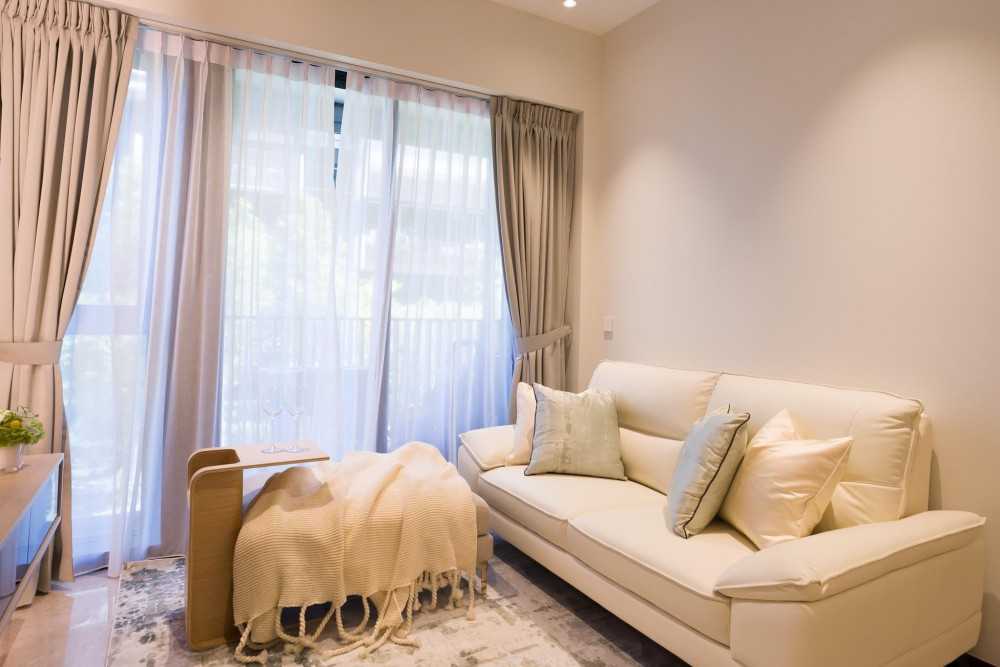 Modern Living Room with Curtain and Sofa