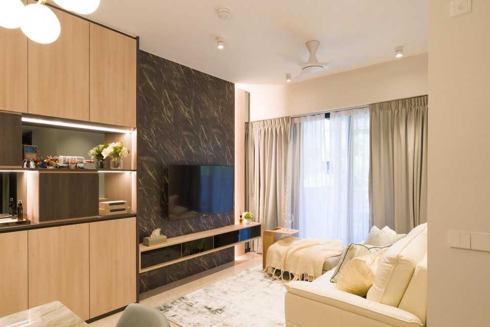 Modern Living Room with TV Console and Feature Wall