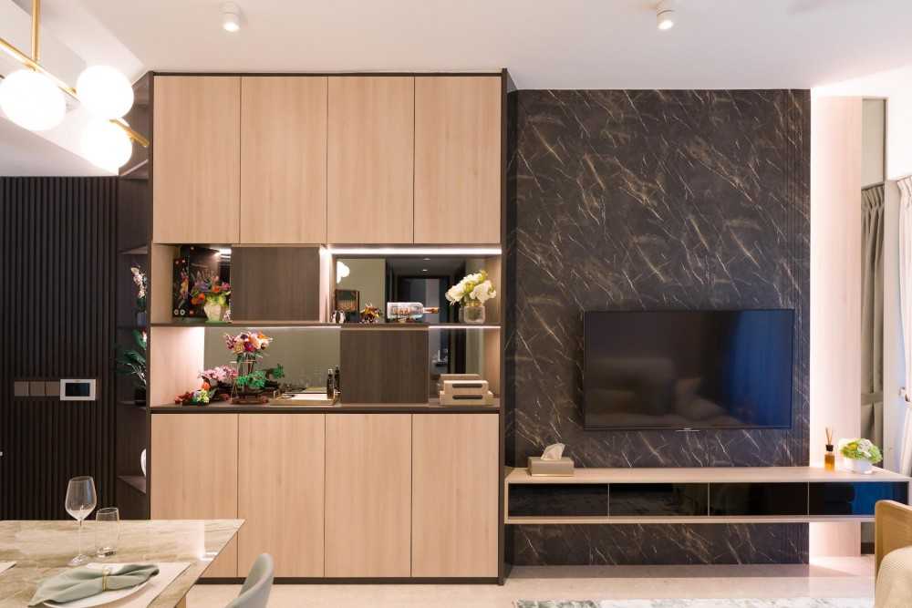 Modern Living Room with TV Console and Feature Wall