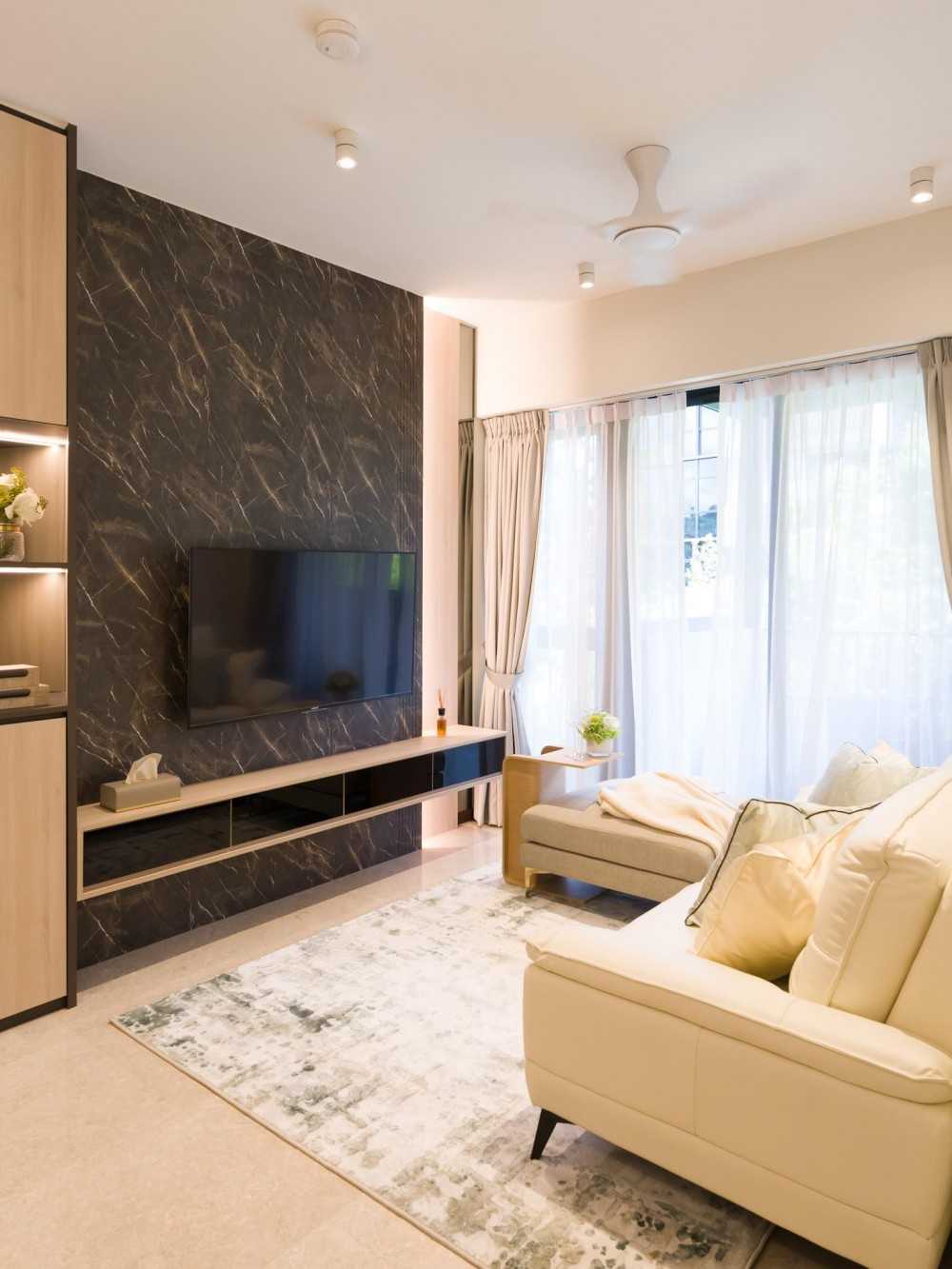 Modern Living Room with TV Console and Feature Wall