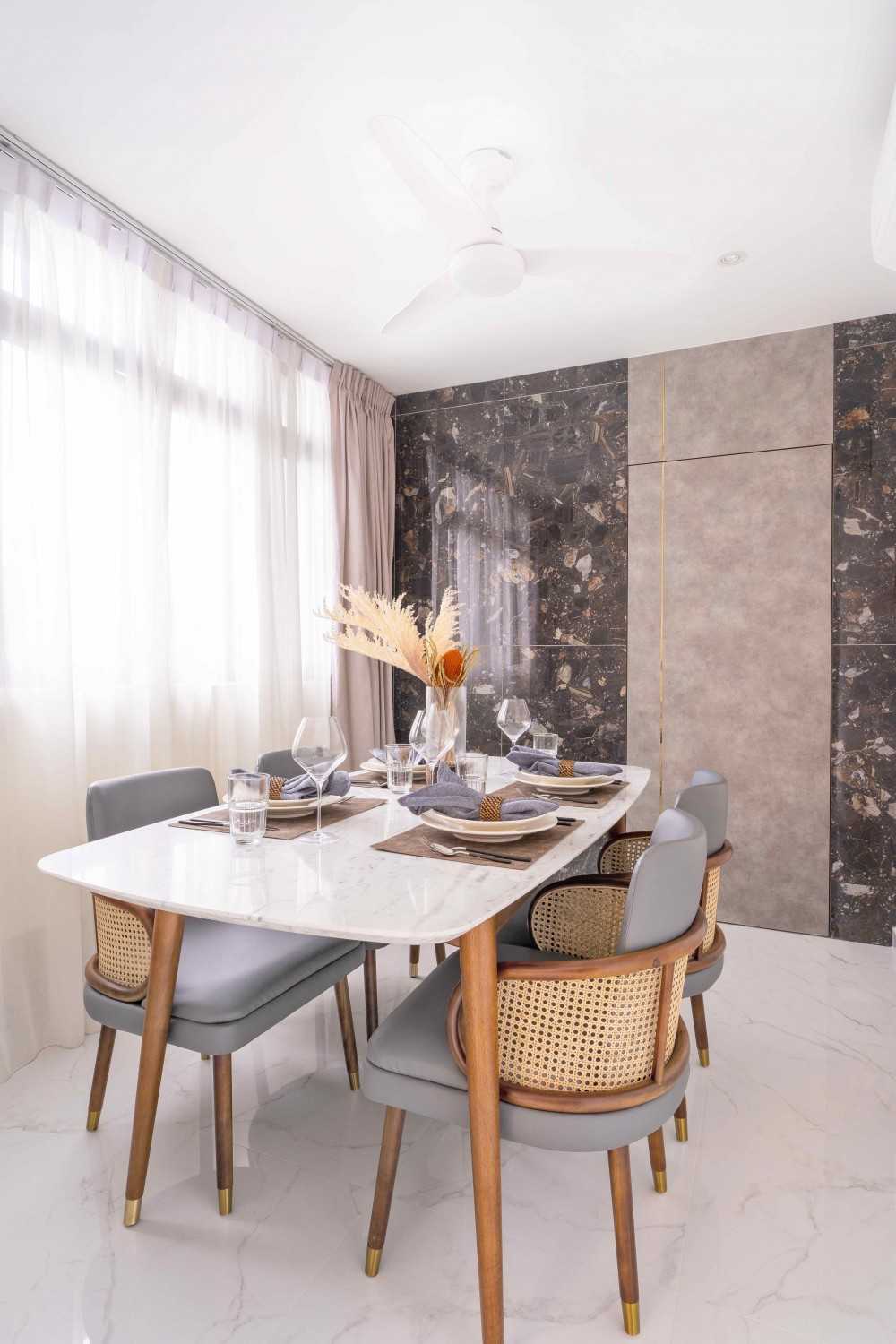 Modern Living Room with Feature Wall and Curtain