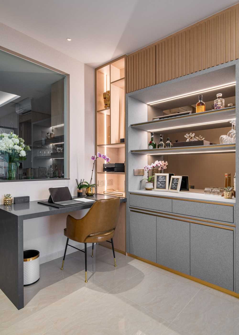 Contemporary Study with Bookshelf and Desk