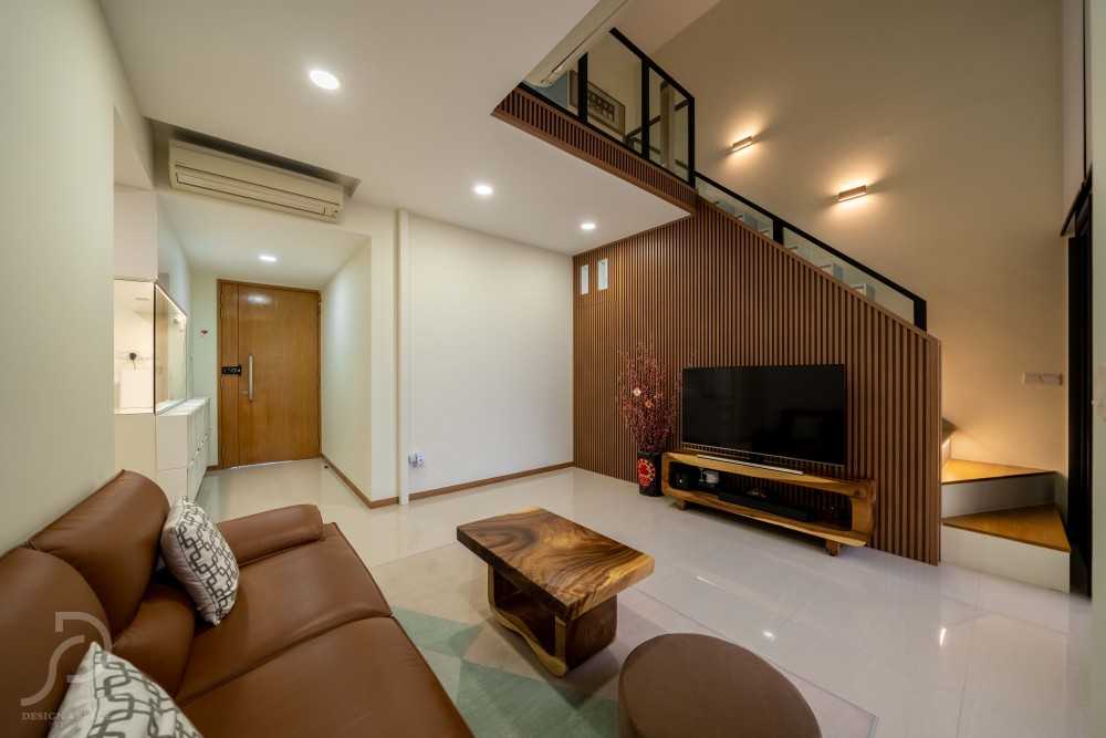 Contemporary Living Room with TV Console and Feature Wall