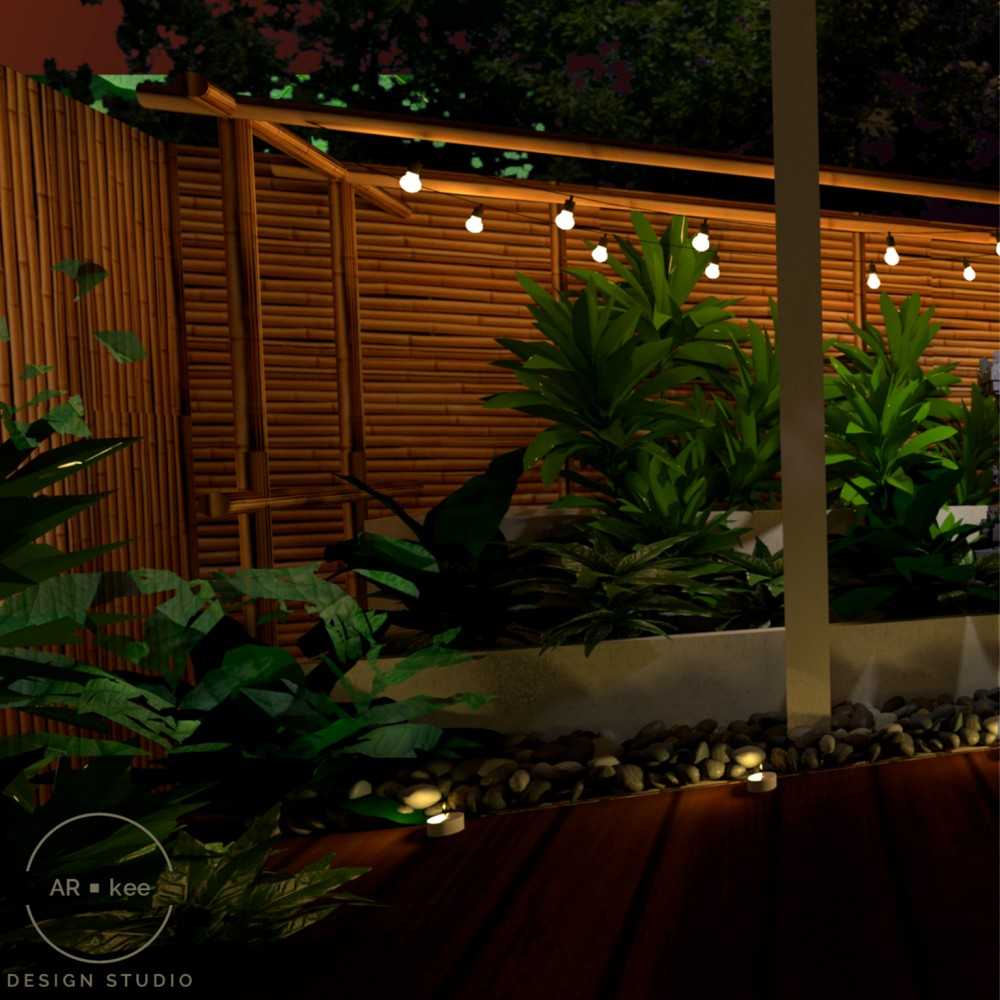 Asian Garden with Trellis and Planters