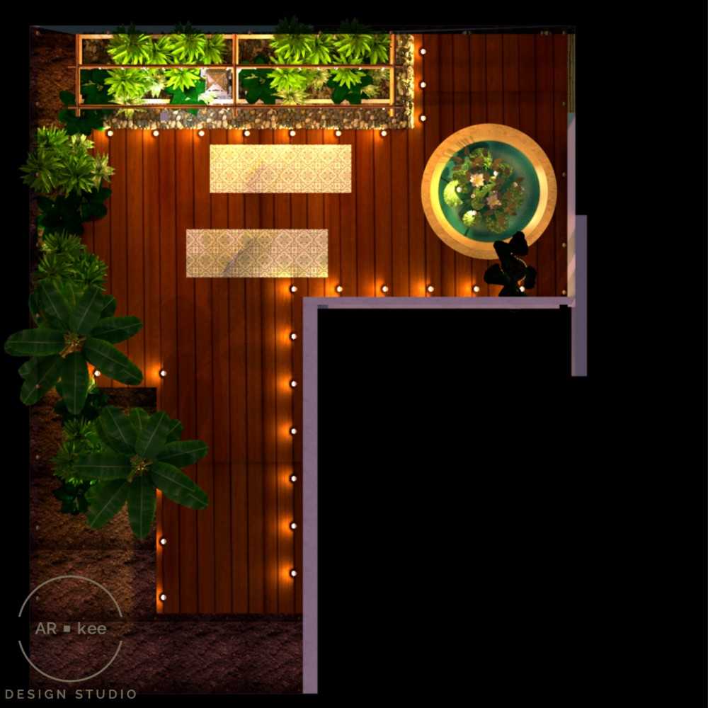 Asian Garden with Trellis and Planters