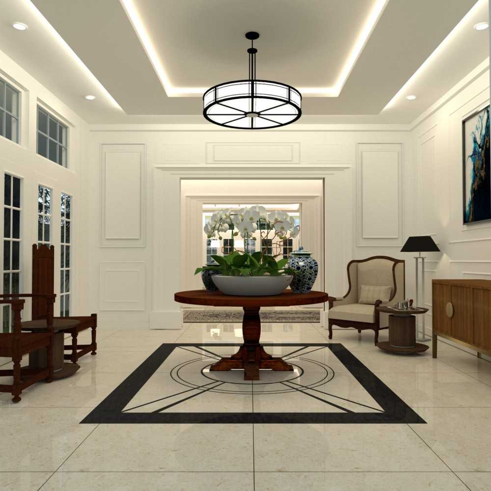 Minimalist Entryway with Artwork and Console Table