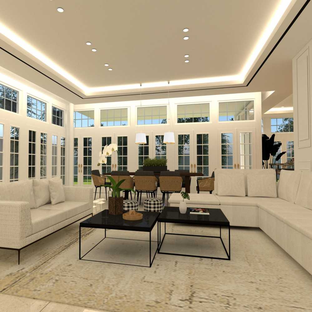 Minimalist Living Room with Ceiling Light and Sofa