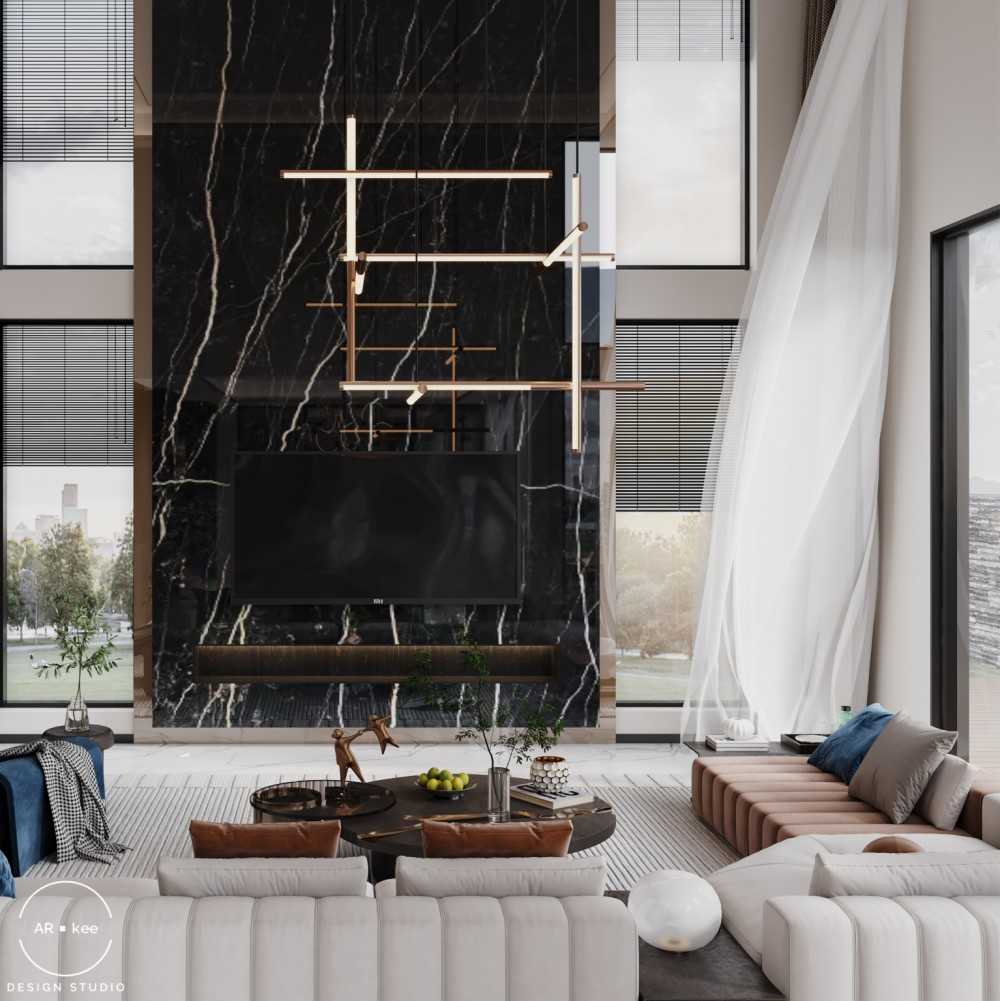 Contemporary Living Room with TV Console and Sofa