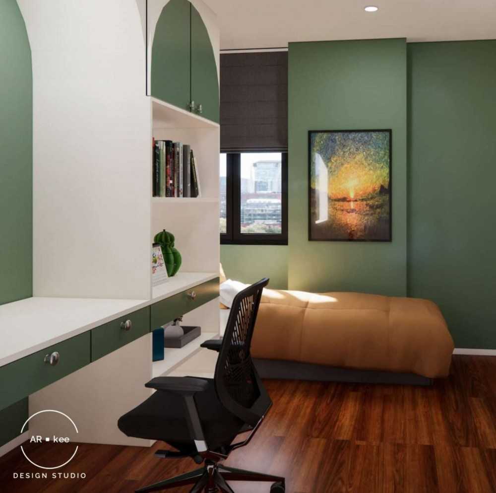 Modern Bedroom with Sideboard and Children's Beds