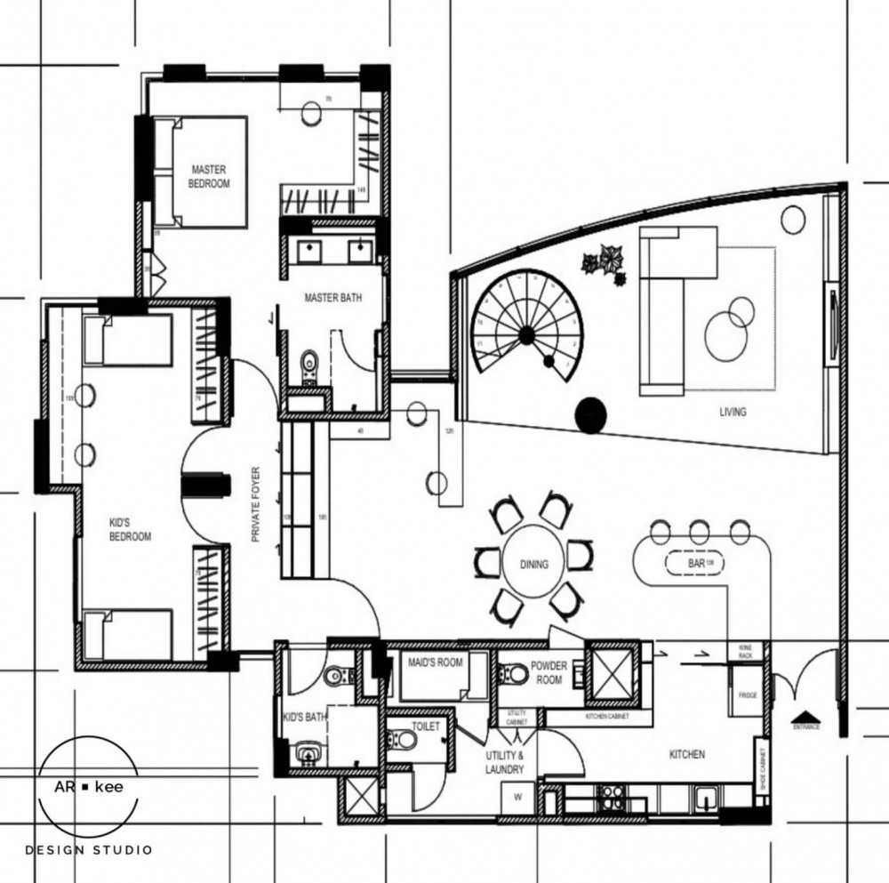 Modern Living Room with Feature Wall and Drop Light