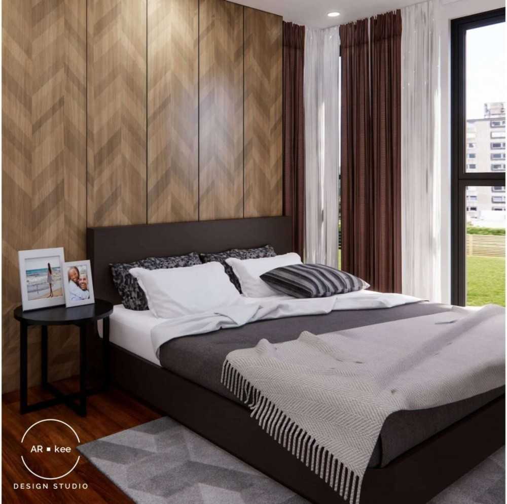 Modern Bedroom with Platform Bed and Drop Light