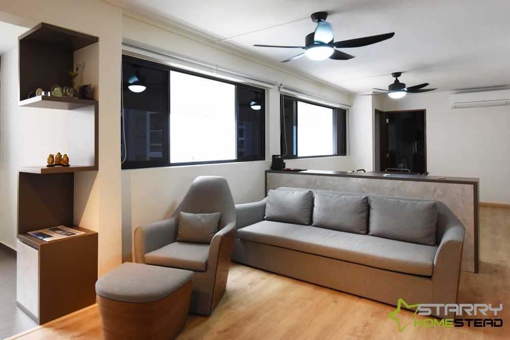 Scandinavian Living Room with Sofa and Display Cabinets