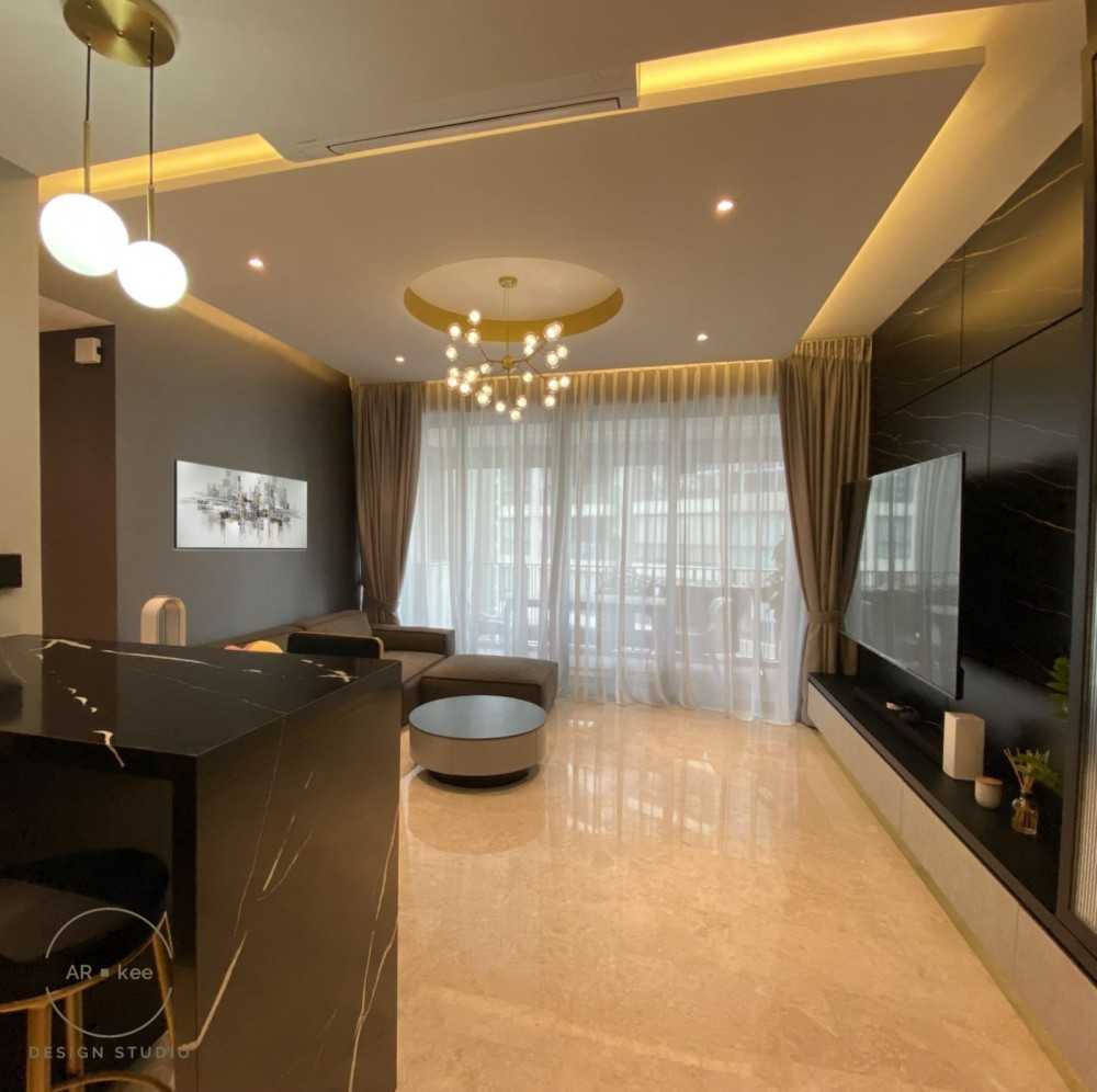 Modern Living Room with TV Console and Drop Light