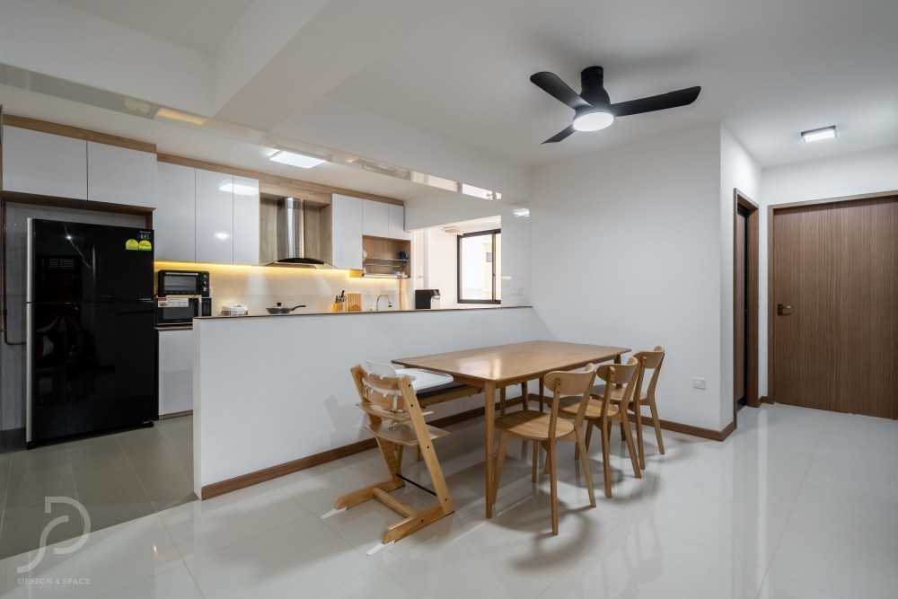 Scandinavian Dining Room with Downlights and Dining Table