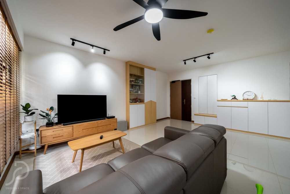 Scandinavian Living Room with Cove Lighting and Sofa