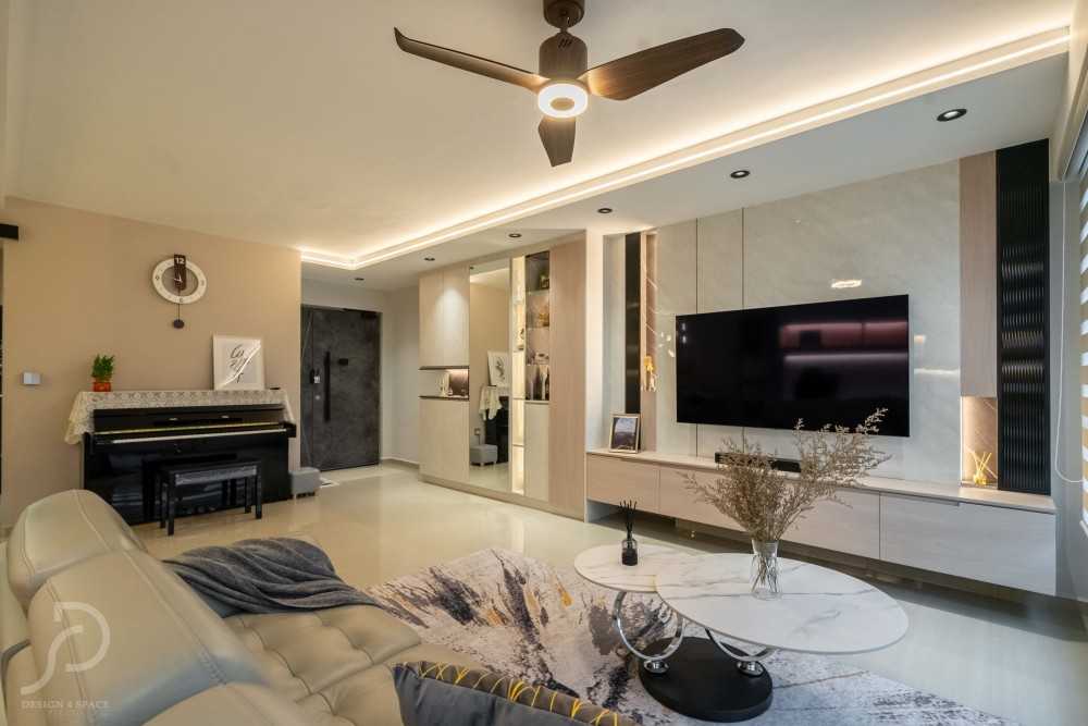 Modern Living Room with TV Console and Feature Wall