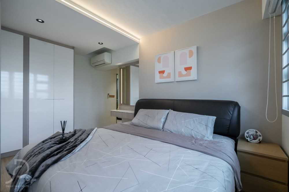 Modern Bedroom with Vinyl Flooring and Wood Flooring
