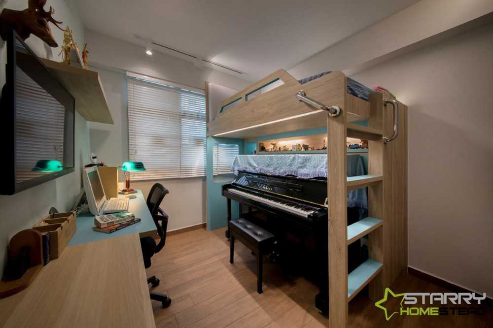 Asian Bedroom with Desk and Desk Chairs