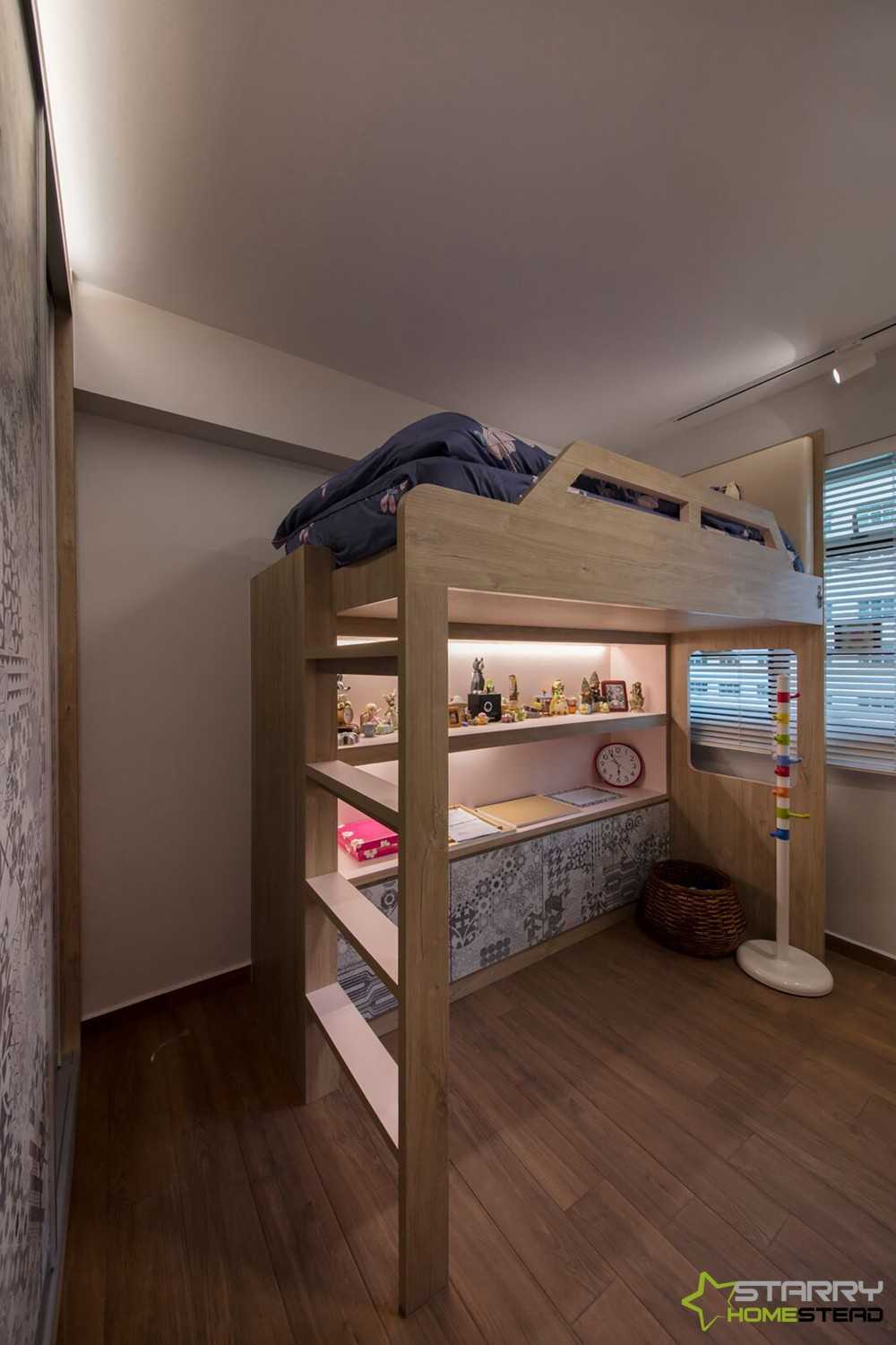 Asian Bedroom with Desk and Bed